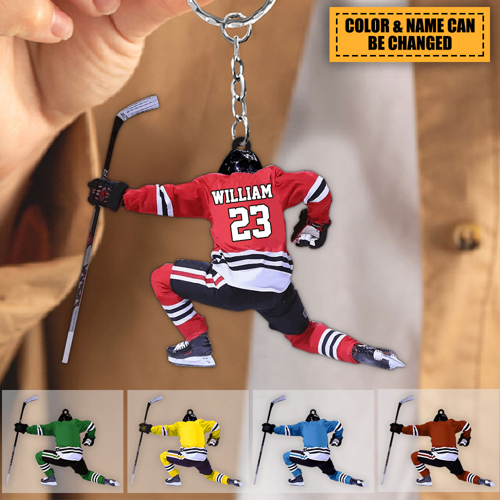 Personalized hockey keychain for hockey players