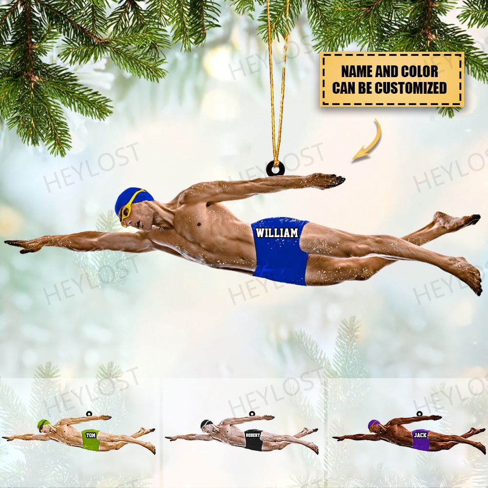 Personalized Male/Female Swimmer Acrylic Ornament, Gift For Swimming Lovers/Swimmer