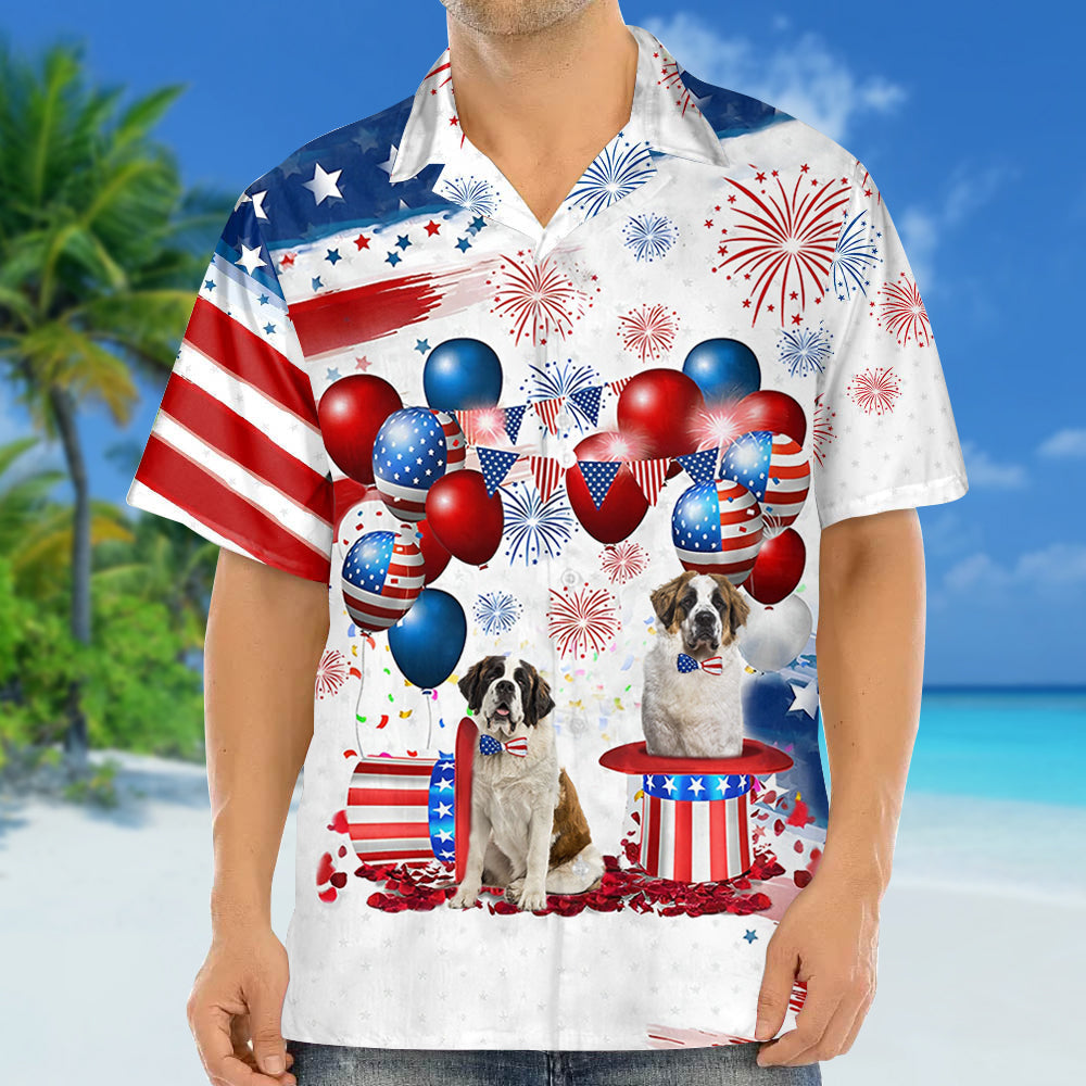 Saint Bernard Independence Day Hawaiian Shirt