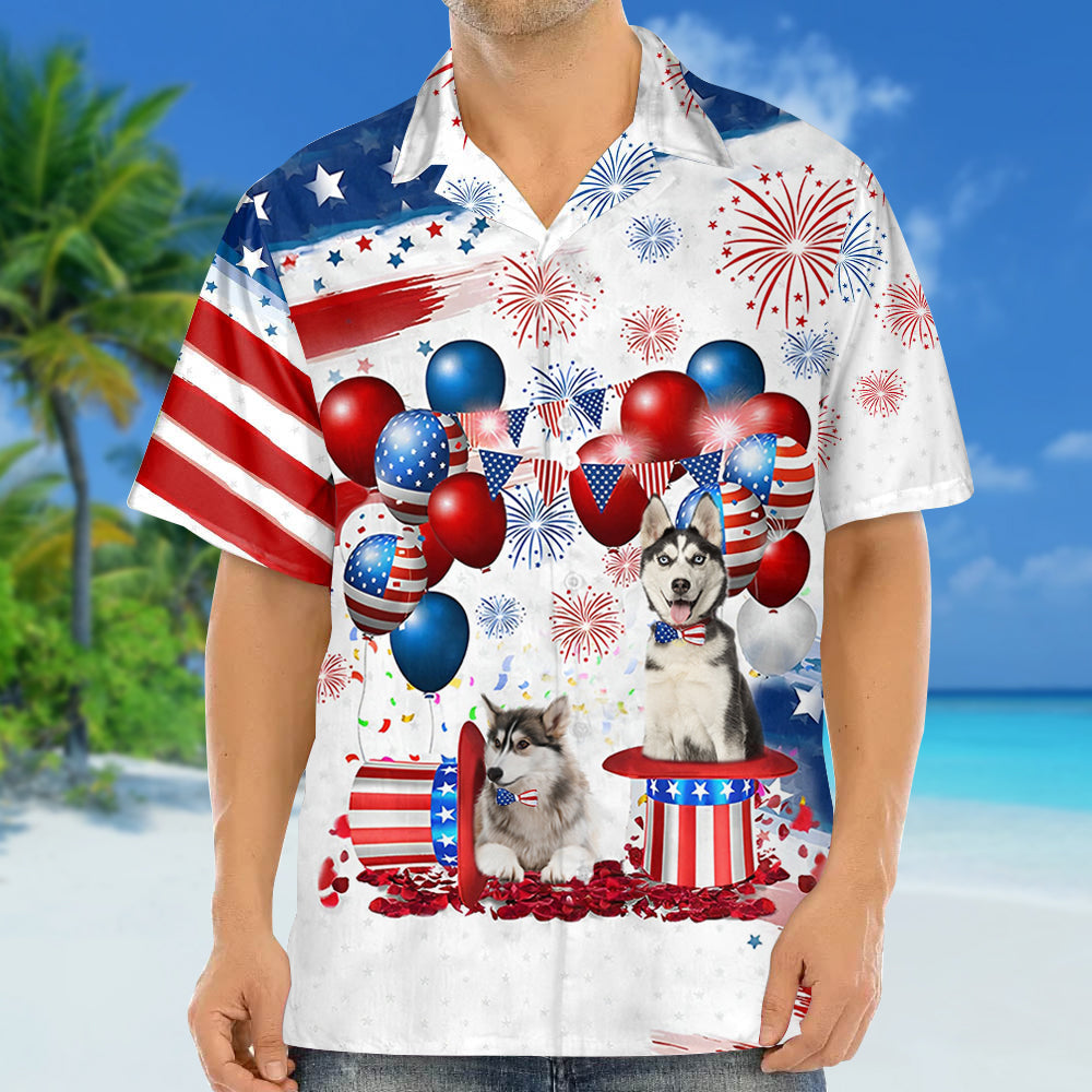 Siberian Husky Independence Day Hawaiian Shirt